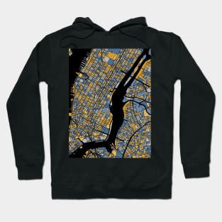 New York Map Pattern in Blue & Gold Hoodie